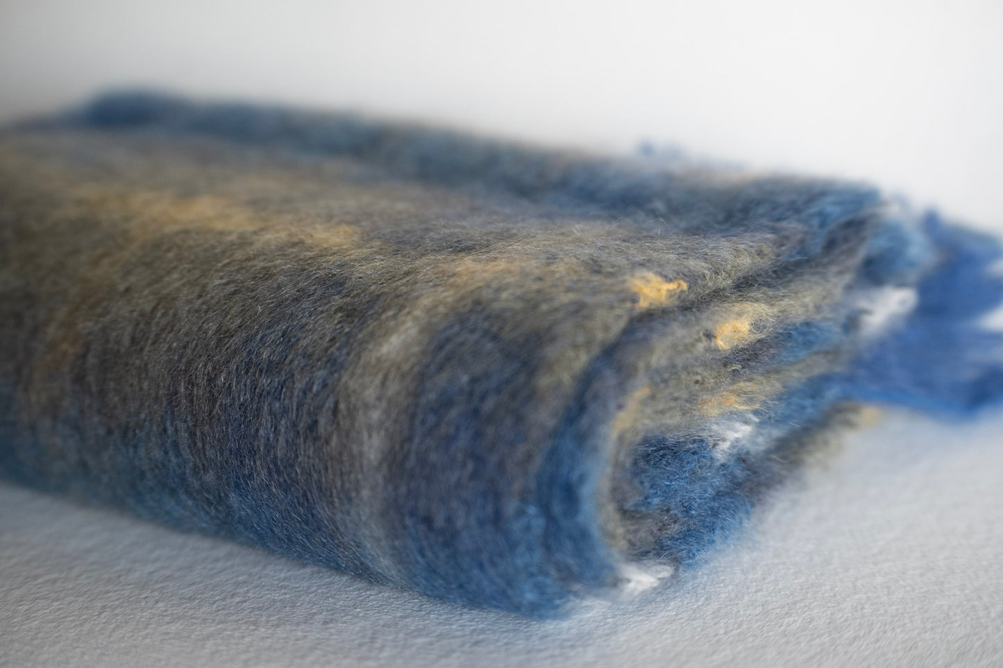 Bufanda Mohair Tartán Azul