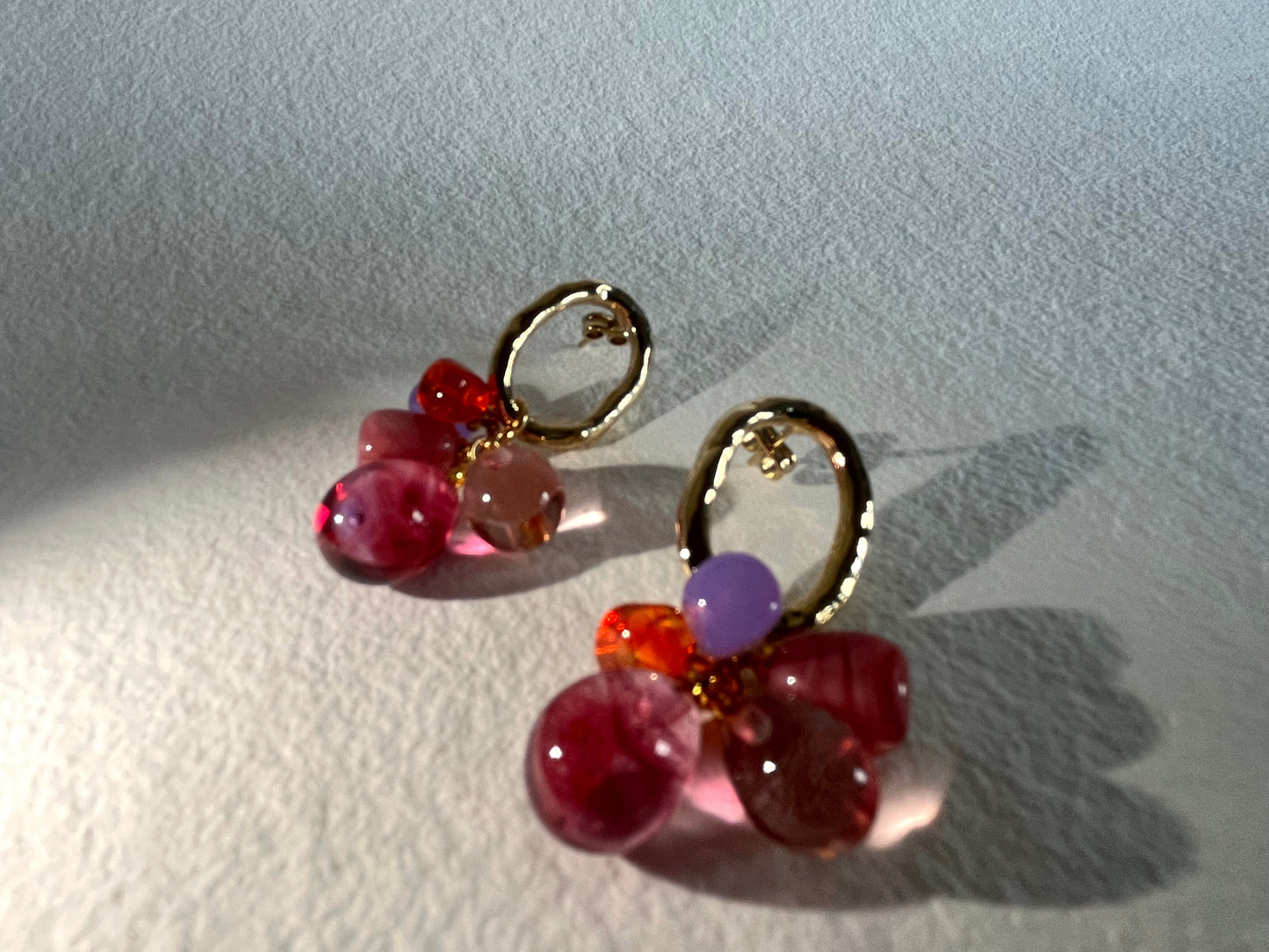 Pendientes aro ovalado y cristal de Murano